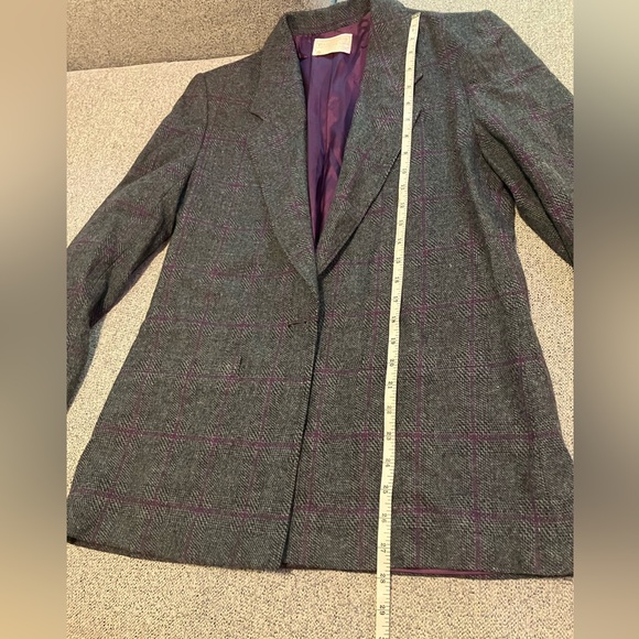 Pendleton Gray and Purple Plaid Pantsuit - Picture 2 of 7